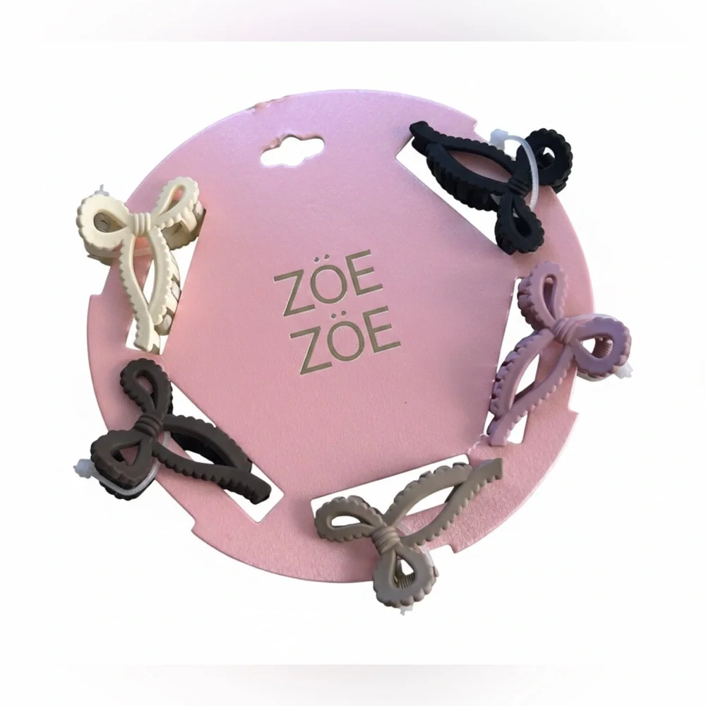 Zoe Zoe Neutral Matte Bow Claw Clips Set Hair Accessories (5 Pieces) NEW